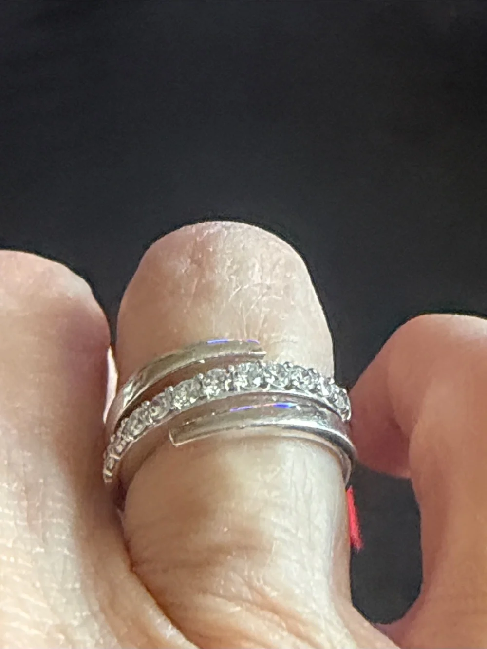 Lab grown diamonds Modern crossover Multi-Band Ring - 50.pts rhodium over 925